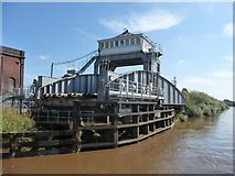 SE6132 : Open railway swingbridge, River Ouse, Selby by Christine Johnstone