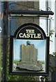 Sign for the Castle public house, Clitheroe