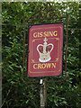 TM1485 : The Gissing Crown Public House sign by Geographer