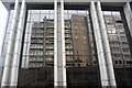 View of Riverside House reflected in the Financial Times building from the path by Southwark Bridge Road