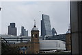 View of Cannon Street station, Tower 42, Heron Tower and Gherkin from the South Bank