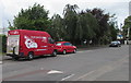 Red van and red car, Alstone Lane, Cheltenham