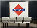 TQ3281 : Station Sign, Moorgate,  London, EC2 by Christine Matthews