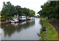 Boats moored along the Leeds and Liverpool Canal