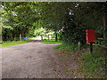 Post box where Westleton Road meets High Street, looking east