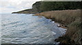 High tide in Bouldnor Bay adjacent to the coastal path