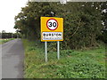 TM1382 : Burston Village Name sign on Diss Road by Geographer