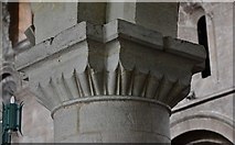TF4322 : Long Sutton, St. Mary's Church: Detail of a scalloped capital in the Norman nave by Michael Garlick