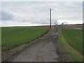 NT0386 : Drumfin farm road with electricity supply by M J Richardson
