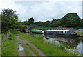 Narrowboats moored on the Leeds and Liverpool Canal