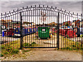 SJ9098 : Droylsden Marina Gates by David Dixon