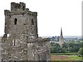 View South from the ramparts of Kidwelly Castle, Carmerthenshire