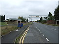 Bus shelter and footbridge on the A533, Middlewich