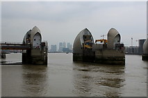 TQ4179 : Section of the Thames Barrier - looking Upriver by Chris Heaton