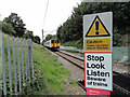 Train on the Romford to Upminster line near footpath 172