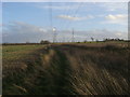 Power lines heading away past Monkomb Farm