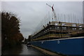 Grand Union Canal. Building work at Leamington