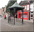 Small metal shelter in Victoria Square, Droitwich