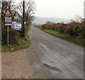 ST3896 : Warning sign - road liable to flooding, Llantrisant, Monmouthshire by Jaggery