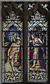 TL1998 : Porch stained glass window, St John the Baptist church, Peterborough by Julian P Guffogg
