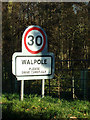 Walpole Village Name sign on the B1117