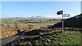 SJ9775 : Signpost at Nab Head, Saltersford with view towards Cats Tor by Colin Park