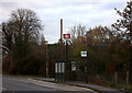 Radley station sign, bus shelter and sign post