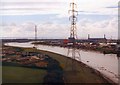 ST3285 : The view down river to the Uskmouth  power stations, 1996 by Robin Drayton