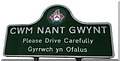 Cwm Nant Gwynt boundary sign detail