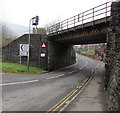 ST2291 : South side of the railway bridge near Crosskeys railway station by Jaggery