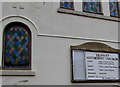 Information board and colourful windows, Trinant Methodist Church, Trinant