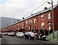 Long row of brick houses, Nantcarn Road, Cwmcarn