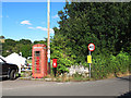 Phone box and post box at Christow Bridge