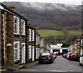 Down Jamesville towards a tyre retailer, Cwmcarn