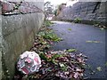 Northbourne: old football discarded on footpath O01