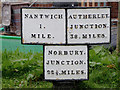 Canal milepost south-west of Nantwich, Cheshire