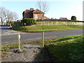 Footpath crosses Shaves Wood Lane at Albourne Farm