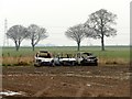 Burnt out cars at Flixborough Grange