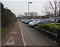 Segregated pavement and cycle path into the Quedgeley District Centre, Quedgeley