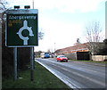 Abergavenny direction sign in Belmont, Hereford