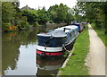 Narrowboats moored along the Grand Union Canal