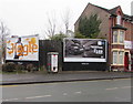 BT phonebox between advertising hoards, Edleston Road, Crewe