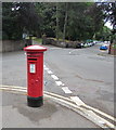 King George V pillarbox opposite an entrance to Belle Vue Park, Newport