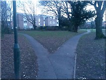 SZ0794 : Ensbury Park: footpaths N26 and N31 diverge by Chris Downer