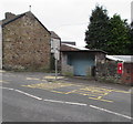 Bus stop, shelter and postbox in a wall, Garth, Maesteg