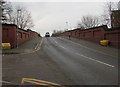 Yellow grit boxes at the northern end of Flag Lane road bridge, Crewe