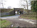 Footpath junction by railway bridge on Rocky Lane