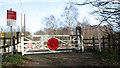 TM0392 : Crossing gates at Hargham Heath by Evelyn Simak