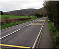 SO5300 : Yellow strips on the A466 on the approach to Tintern by Jaggery