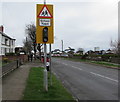 SS8178 : Warning sign School/Ysgol, West Road, Nottage, Porthcawl by Jaggery